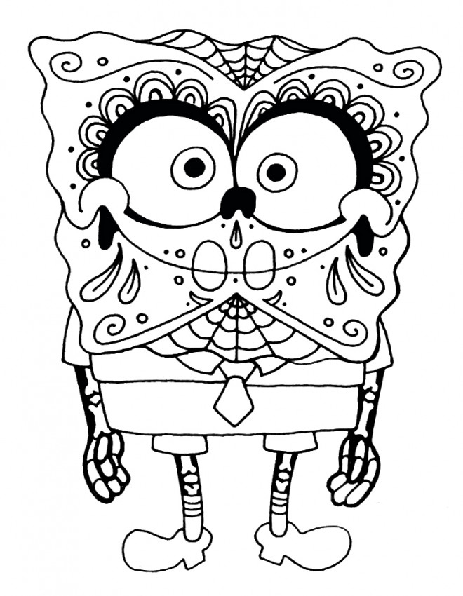 Coloriage et dessins gratuits Crâne Spongebob à imprimer