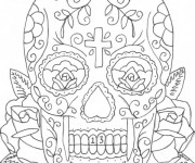 Coloriage Tête de mort mexicaine à télécharger