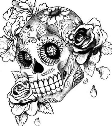 Coloriage Tête De Mort Mexicaine Fille Dessin Gratuit à Imprimer