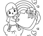 Coloriage Fille tenant un c&oelig;ur pendant Saint valentin Crayola