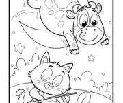 Coloriage et dessins gratuit Illustration de la comptine hey diddle diddle à imprimer