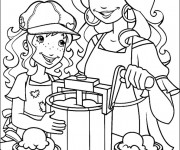 Coloriage La fille et sa maman &agrave; La Cuisine