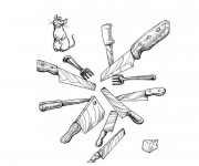 Coloriage Les couteaux de La Cuisine