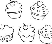 Coloriage Cinq Cupcakes simples