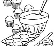 Coloriage comment pr&eacute;par&eacute; le Cupcake