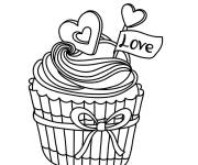 Coloriage Cupcake amour