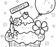 Coloriage Cupcake anniversaire maternelle