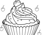 Coloriage Cupcake aux cerises avec motifs