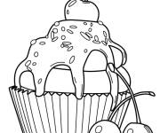 Coloriage Cupcake aux cerises et gla&ccedil;age
