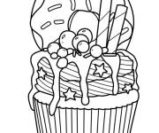 Coloriage Cupcake avec beignet