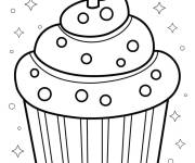 Coloriage Cupcake avec bougie d'anniversaire en couleur