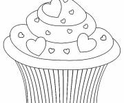 Coloriage Cupcake avec des c&oelig;urs