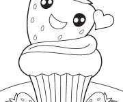 Coloriage Cupcake avec des fraises