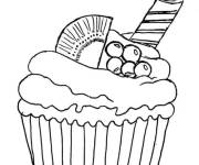 Coloriage Cupcake avec des fruits
