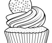 Coloriage Cupcake avec glaçage et fraise