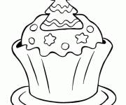 Coloriage Cupcake avec sapin de noel