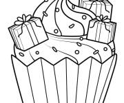 Coloriage Cupcake avec un délicieux glaçage et des pépites