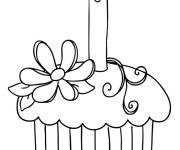 Coloriage Cupcake d'anniversaire pour petits enfants