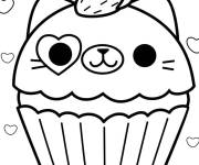 Coloriage Cupcake en forme de chaton