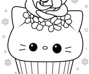 Coloriage Cupcake en forme de chaton mignonne