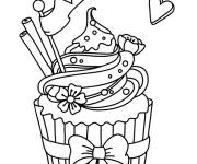 Coloriage et dessins gratuit Cupcake pour anniversaire à imprimer