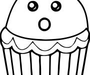 Coloriage Cupcake simple avec des yeux