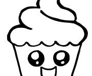 Coloriage et dessins gratuit Cupcake simple Kawaii à imprimer