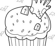 Coloriage Cupcake sur le thème d'Halloween