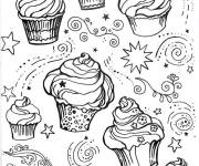 Coloriage Cupcakes et Muffins en couleur