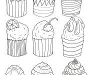 Coloriage Cupcakes imprimable