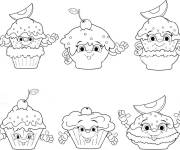 Coloriage Cupcakes mignons de dessin animé