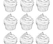 Coloriage Cupcakes simple