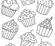 Coloriage Diff&eacute;rents petits g&acirc;teau pour enfant