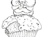Coloriage Hamster sur Cupcake