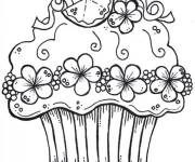 Coloriage Muffin avec des fleurs