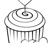 Coloriage Muffin d&eacute;cor&eacute; avec un c&oelig;ur