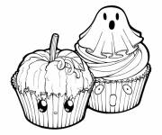 Coloriage Muffins et cupcakes décorés pour Halloween