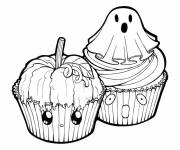 Coloriage Muffins et cupcakes d&eacute;cor&eacute;s pour Halloween