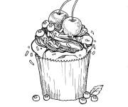 Coloriage Petit g&acirc;teau &agrave; la cerise