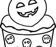 Coloriage Petit g&acirc;teau de Halloween enfant