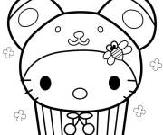 Coloriage Petit gâteau Hello Kitty pour mignons