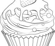 Coloriage Petit g&acirc;teaux fraises en ligne