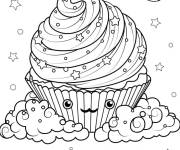 Coloriage Trop beau Cupcake avec visage