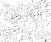 Coloriage Aira Shiratori et Okarun s'enfuient