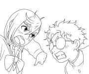 Coloriage Aira Shiratori et Okarun se disputent