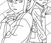 Coloriage Aira Shiratori et Orakun de manga Dandadan