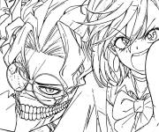 Coloriage Ken Takakura et Momo Ayase de Dandadan en action