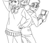 Coloriage Momo Ayase et Orakun avec Maneki-neko de Dandadan