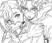 Coloriage Personnages amoureux de Dandadan
