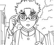 Coloriage Sc&egrave;ne Orakun dans la ville de Dandadan